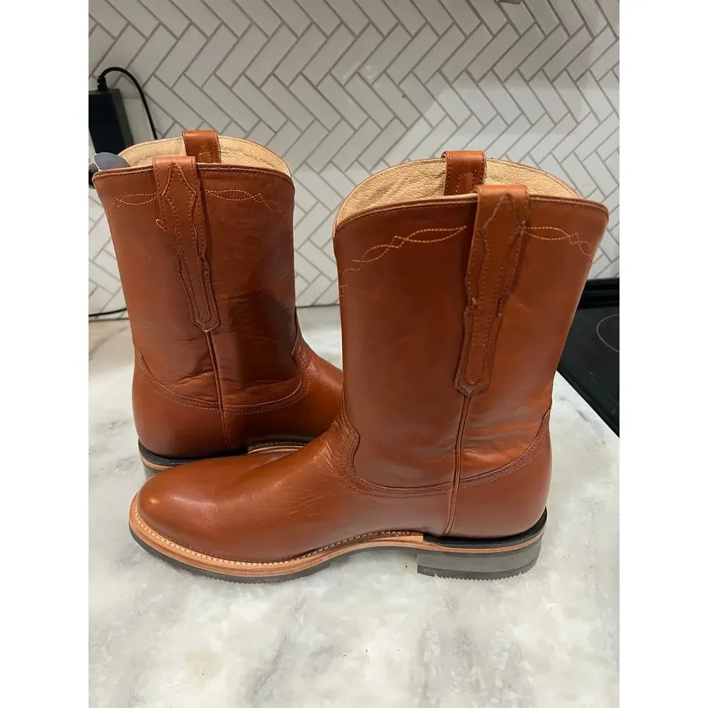 Lucchese Men’s Cognac Cowhide Ranch Hand Roper Boots 2031 Size 11.5D Mexico - Picture 15 of 16